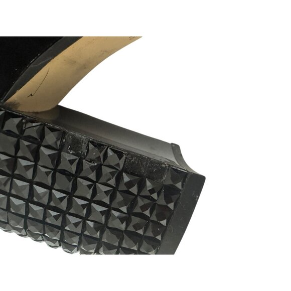 Michael Kors Black Suede Arabella Ankle Boots Zip Booties Studded Heels Size 8 - Picture 12 of 13